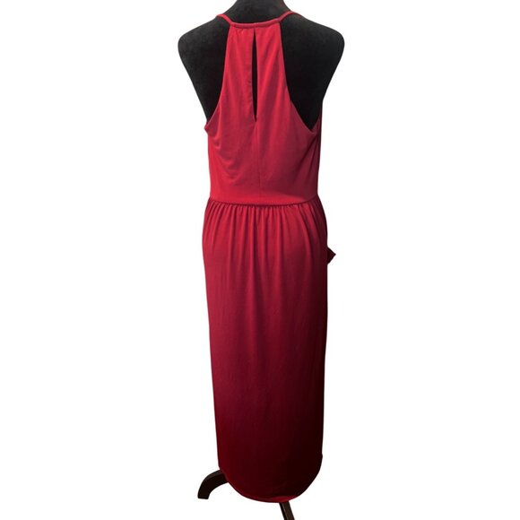 BCBGeneration Draped Pocket V-Neck Cocktail Dress Size M Burgundy - Picture 4 of 9